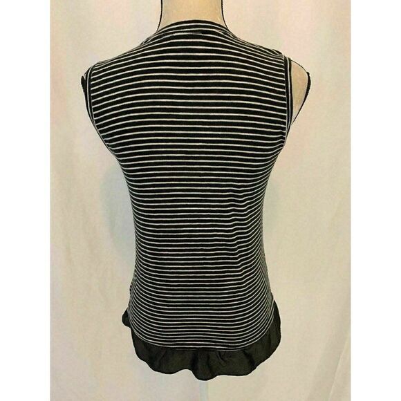 J Crew Black White Striped Crew Neck Tank Top - Picture 4 of 7